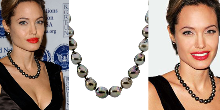 schwarze Perlenkette