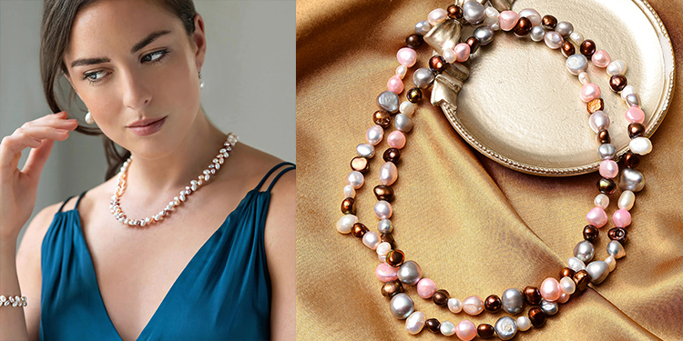 Pearl Necklace. Freshwater Pearls on a Wire of Gold. You Can Vary the  Lenght by Yourself, by Fixing One End on a Position. - Etsy | Collar de  perlas flotantes, Collar de