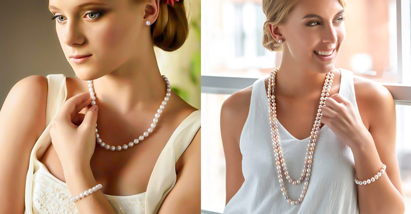 pearl necklaces and bracelets