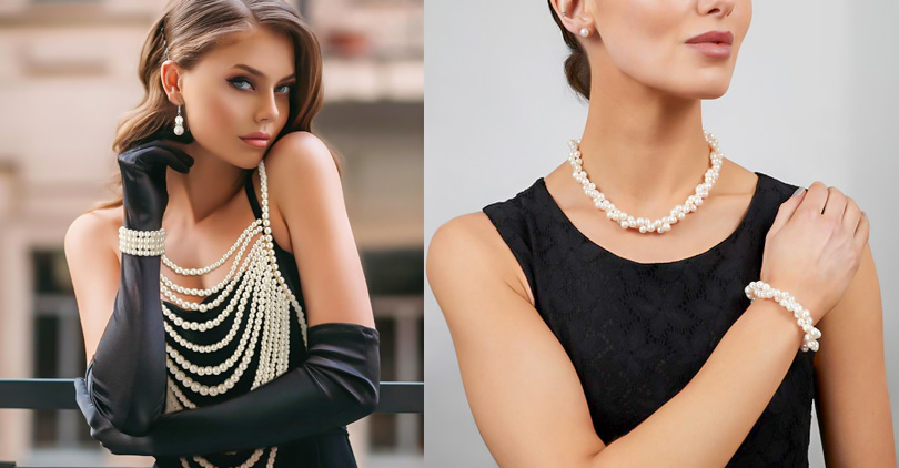 pearl necklaces and bracelets