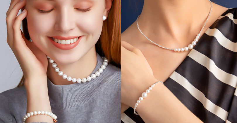 pearl necklaces and bracelets