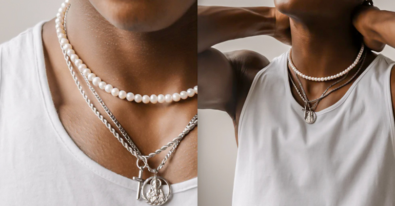 mens pearl necklace