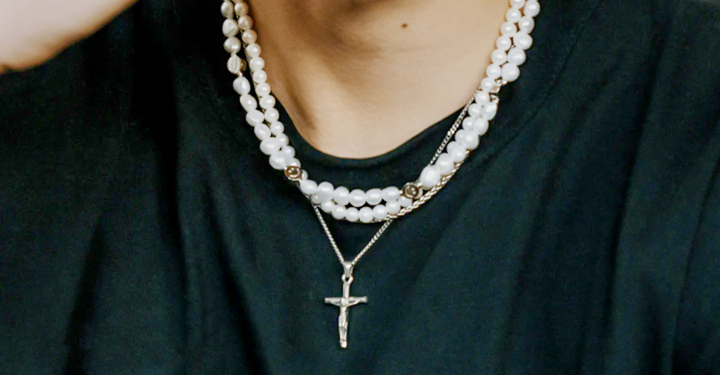 mens pearl necklace